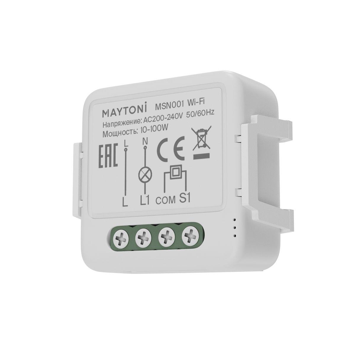 Wi-Fi выключатель одноканальный (без нуля) Maytoni Technical Smart home MSN001