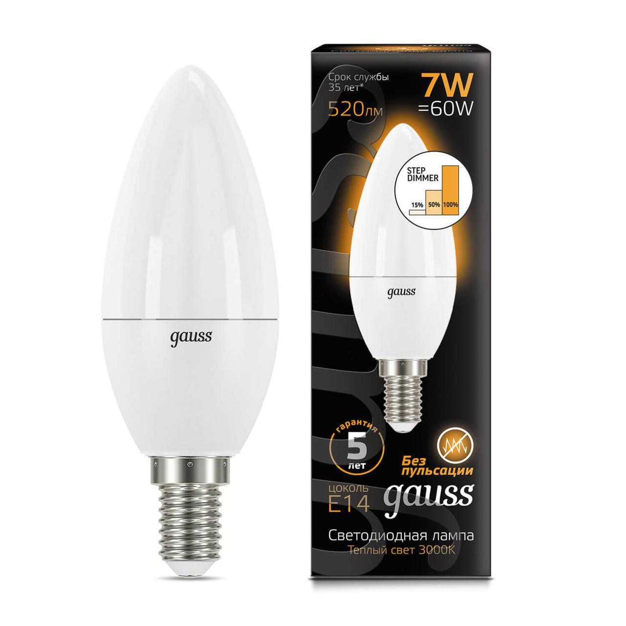    Gauss E14 7W 3000K  103101107-S